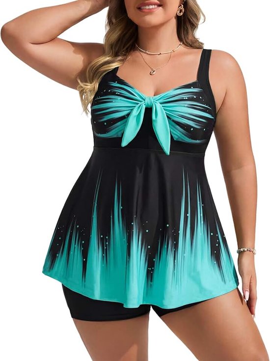 Nikole Tankini voor dames, grote maat, buikweg-badpak, tweedelige badmode, badkleding, bovendeel en zwemshorts