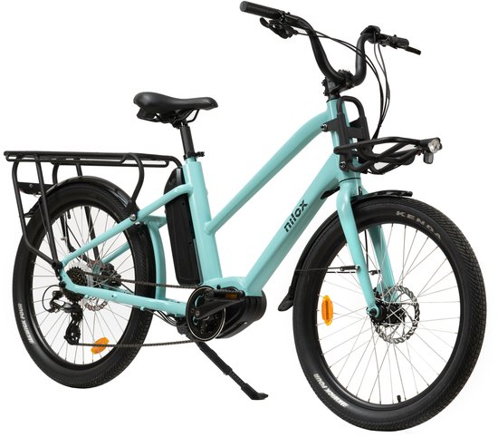 Nilox C2, Ebike Cargo Mid, Bici Elettrica Fino a 15 kg Anteriori e 50 kg Posteriori, Autonomia fino a 60 km, Motore BAFANG M400 250W, Batteria 13 Ah 468 Wh, Freni idraulici e cambio SHIMANO 7 velocità van Nilox