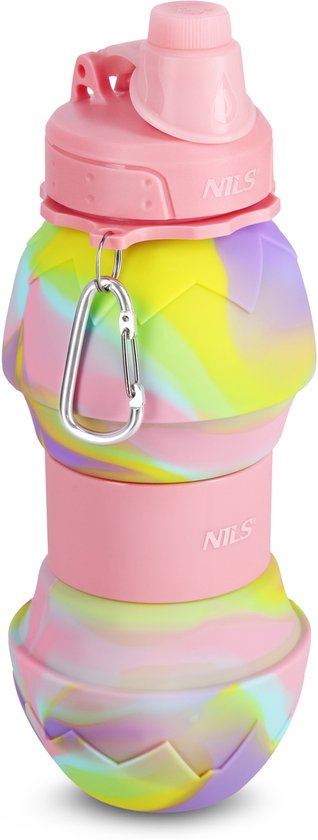 Nils NC4102 - Siliconen Opvouwbare Bidon - 700ml - Roze - BPA-vrij