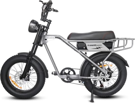 NinRyde -Tourwheel T3 Pro - Fatbike - 250W - 18.2Ah - Max. 25KM/H - Grijs - Incl. Achterrekje en Alarm van NinRyde