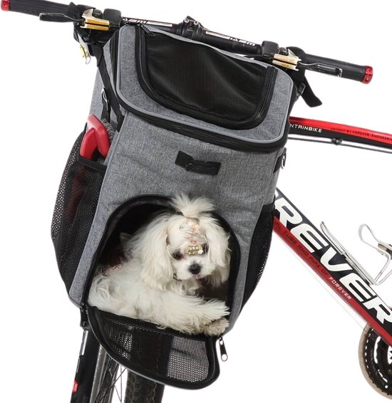 Nivard Fietsmand Hond - Hondenmand Fiets - Voorop - Fietstas Hond - Hondenfietsmand - Grijs van Nivard