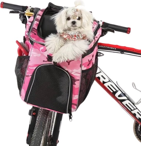 Nivard Fietsmand Hond - Hondenmand Fiets - Voorop - Fietstas Hond - Hondenfietsmand - Roze van Nivard