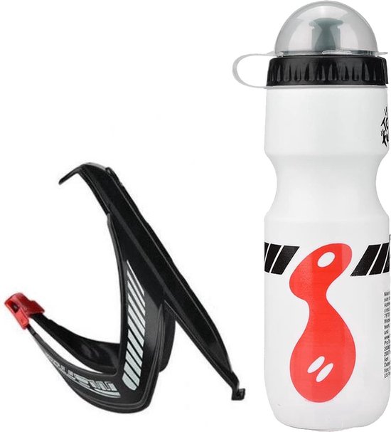 Nixnix® - Bidon met bidonhouder 650ml Wit - Mountainbike - Racefiets
