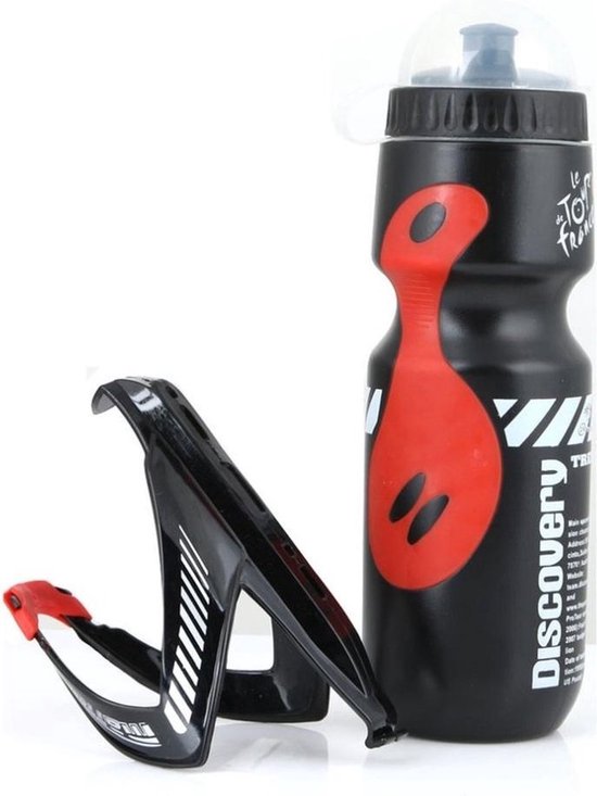 Nixnix® - Bidon met bidonhouder 650ml Zwart - Mountainbike - Racefiets