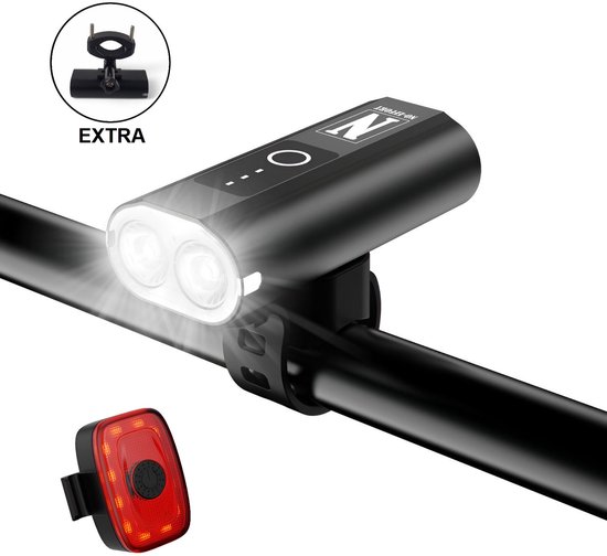 NO-EFFORT Fietsverlichting Set – Fietslamp Voorlicht en Achterlicht – 2600 mAh - USB Oplaadbaar – 500 Lumen –Geschikt voor MTB en Racefiets – Fietslampjes Voor en Achter - Waterdicht