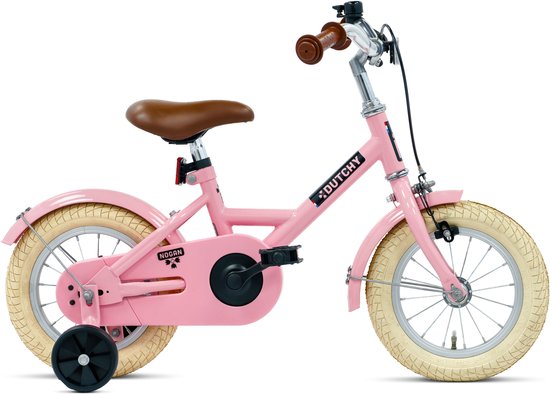 Nogan Dutchy Kinderfiets 12 Inch - Met Zijwieltjes - Verstelbaar Stuur & Zadel - Terugtraprem & V-Brake - Glans Roze van Nogan