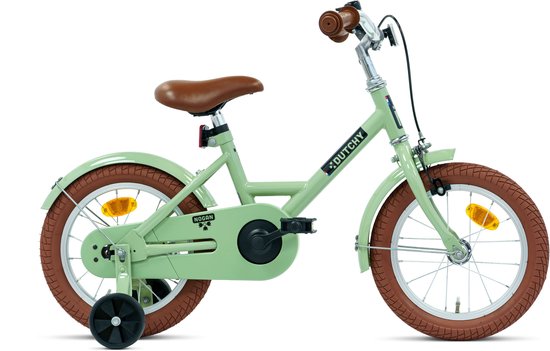 Nogan Dutchy Kinderfiets 14 Inch - Met Zijwieltjes - Verstelbaar Stuur & Zadel - Terugtraprem & V-Brake - Groen van Merkloos