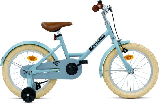 Nogan Dutchy Kinderfiets 16 Inch - Met Zijwieltjes - Verstelbaar Stuur & Zadel - Terugtraprem & V-Brake - Blauw van Nogan