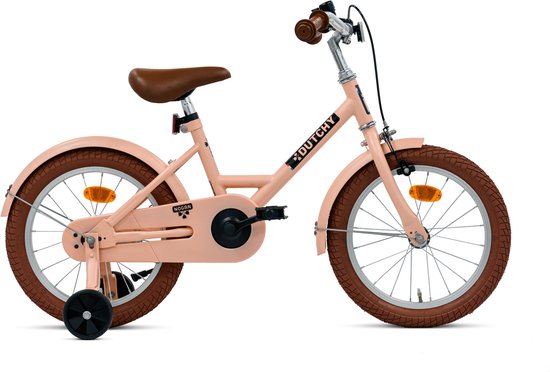 Nogan Dutchy Kinderfiets 16 Inch - Met Zijwieltjes - Verstelbaar Stuur & Zadel - Terugtraprem & V-Brake - Mat Roze van Nogan