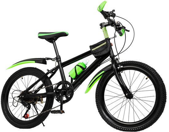 Novendo Goods - Kinder mountainbike 20 inch - 7 Versnellingen, dubbele schijfrem, verstelbaar zadel, inclusief bidon en frametas