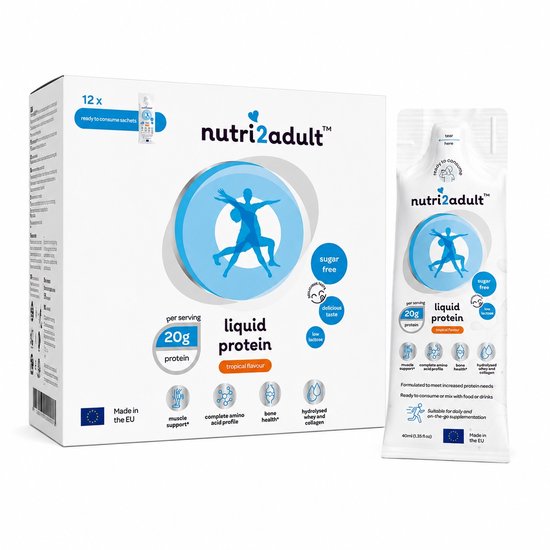 nutri2adult protein shot - 20g protein in just 40ml - tropical flavour