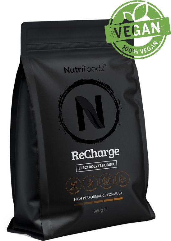 Nutrifoodz - ReCharge - Elektrolyten - Electrolytes Drink - 360g poeder - 30 porties - mix van aminozuren en elektrolyten - Hydratatie - Suikervrij / Zonder Suiker - Electrolites - Electrolyte - Vegan - Noodpakket - noodpakket voeding