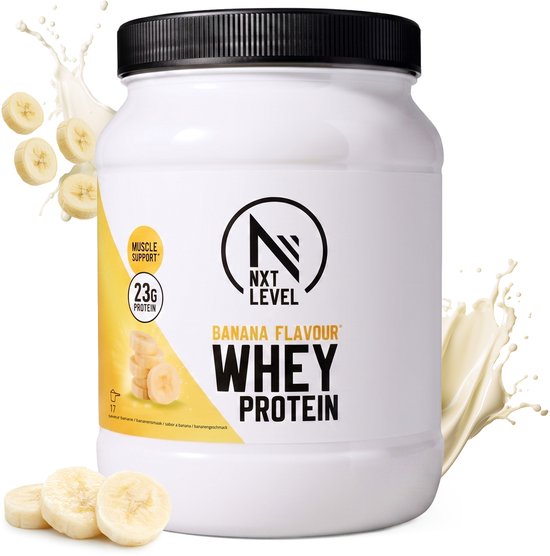 NXT Level® Whey Protein Powder - Eiwitpoeder met BCAA - Proteïne Poeder - Eiwitten - Voor Eiwit Shake- 17 Eiwitshakes - Banaan 500g
