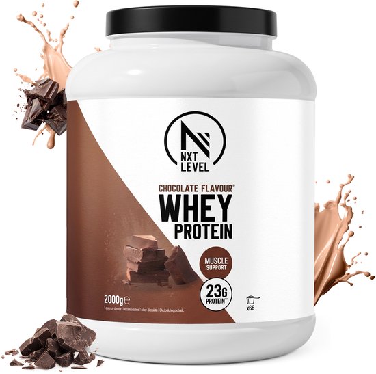 NXT Level - Whey Protein Powder - Eiwitpoeder met BCAA - Proteïne Poeder - Eiwitten - Voor Eiwit Shake - 66 Eiwitshakes - Chocolade 2KG
