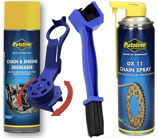 Oinker 520 Motor Kettingonderhoud Set – Kettingreiniger + Kettingspray + 3-Zijdige Kettingborstel – Complete Ketting Verzorgingskit voor Motorfiets
