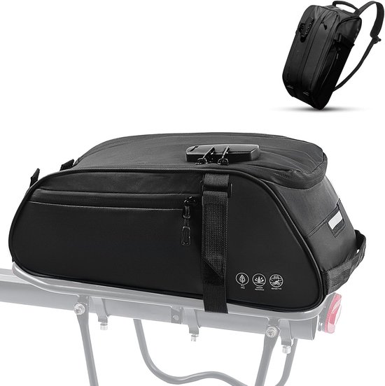 OLOEY Waterdichte fietstas voor achterop de bagagedrager-reflecterende fietstas voor op het zadel-geschikt voor fietsbagagedragers-met cijferslot-fietstas/elektrische fietstas-fietstas-voor reizen en woon-werkverkeer van Merkloos