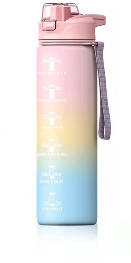 Oneay Sportbidon 1 Liter – BPA-vrije Tritan Drinkfles – Lekvrije Bidon met Soft-Touch Afwerking – Geschikt voor Sport, Fitness en Outdoor – Roze Kleurverloop