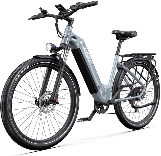 ONESPORT elektrische fiets-655Wh accu-tot 120 km actieradius-250W motor-intelligente koppelsensor-hydraulische schijfremmen-27,5 inch banden-mobiele app-Shimano 7 versnellingen-grijs