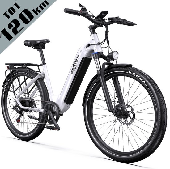 ONESPORT elektrische fiets-655Wh grote accu-tot 120 km actieradius-36V 250W motor-koppelsensor-hydraulische schijfremmen-27,5 inch-Shimano 7 versnellingen-mobiele app-wit