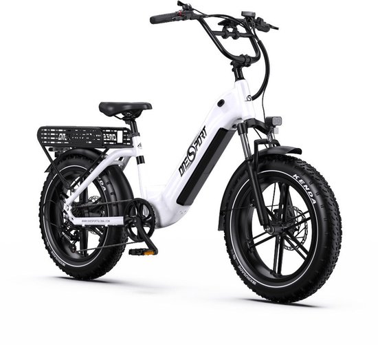 OneSport – Elektrische Fiets met 864Wh Uitneembare Accu – Max.100 km Bereik – 20×4 Inch Banden – Shimano 7 Versnellingen & Hydraulische Schijfremmen – Aluminium Frame – Wit van ONESPORT