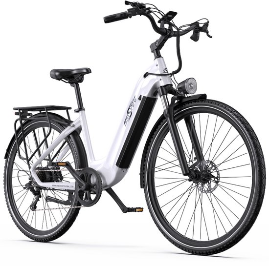 ONESPORT Elektrische Fiets OT05PRO - 810Wh Verwijderbare Batterij - 140 km Actieradius - 28 Inch Wielen - Shimano 7 Versnellingen - Hydraulische Schijfremmen - Aluminium Frame - LCD Display & APP - Elektrische Stadsfiets - Wit van ONESPORT