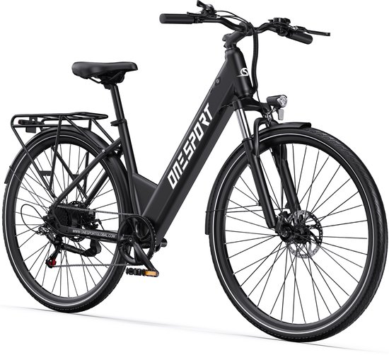 OneSport – Elektrische Stadfiets met 468Wh Accu – Max.100 km Actieradius – Shimano 7 Versnellingen – Hydraulische Vering & Schijfremmen – Donkergrijs van Merkloos