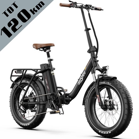ONESPORT Opvouwbare Elektrische Fiets – 864Wh Accu – Actieradius tot 120 km –20×4.0 Inch Fatbike – Aluminium Lage Instapframe – Shimano 7 Versnellingen – Hydraulische Schijfremmen – Max. Belasting 120 kg – Stads E-bike - Zwartbruin