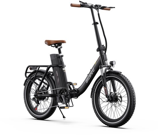 ONESPORT-Opvouwbare elektrische stadsfiets-120 km ondersteuning-816Wh grote accu-20x3.0 inch brede banden-250W stille motor-40Nm koppel-48V17Ah-voor-achter schijfrem-vering-bluetooth-Zwart