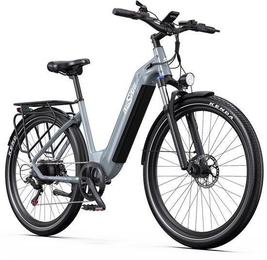 ONESPORT OT05 Elektrische Stadsfiets – Uitneembare 655Wh Accu – Tot 110 km Bereik – 27,5" – Shimano 7-Speed – Hydraulische Remmen – Grijs