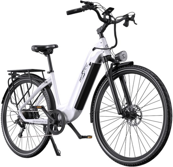 ONESPORT OT05 Pro elektrische fiets, 250W motor, 36V 22,5Ah accu, 700*50C banden, max. snelheid 25 km/u, bereik 140 km, hydraulische schijfremmen, verende voorvork, Shimano 7-speed - wit van ONESPORT