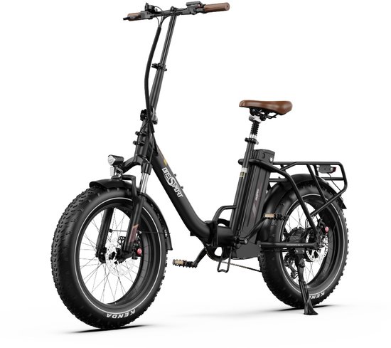 ONESPORT OT16Max Elektrische Fiets –Opvouwbaar – 48V 18Ah Accu – Actieradius tot 120 km –Aluminium Lage Instap – 20×4.0 Inch Fatbike–Shimano 7 Versnellingen–Hydraulische Schijfremmen–Bluetooth Verbinding–Max. Belasting 120 kg–Stads E-bike–Zwartbruin van Merkloos
