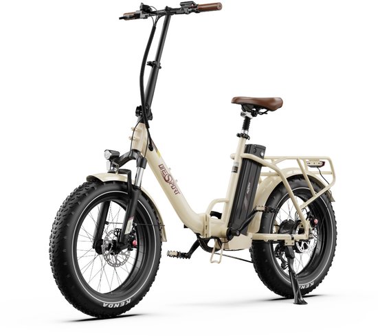 ONESPORT OT16Max Opvouwbare Elektrische Fiets – 864Wh Accu – Actieradius tot 120 km –20×4.0 Inch Fatbike – Aluminium Lage Instapframe – Shimano 7 Versnellingen – Hydraulische Schijfremmen – Max. Belasting 120 kg – Stads E-bike – Crèmewit van Merkloos