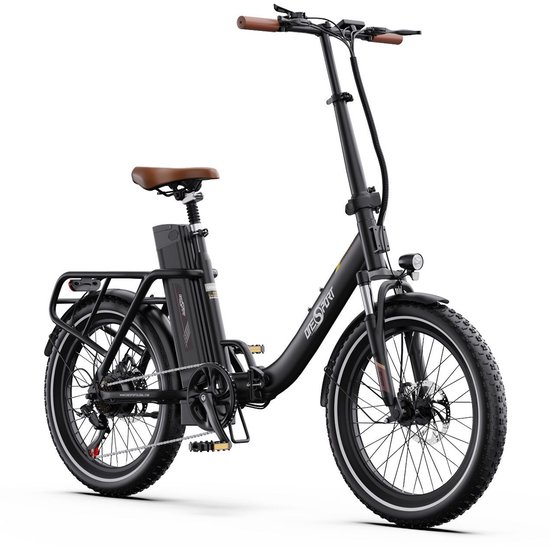 Onesprot 20 inch opvouwbare elektrische fiets - 816Wh lithium accu - tot 120 km actieradius - 250W achterwielmotor - Shimano 7 versnellingen - 40Nm koppel - 30° helling capaciteit - 20×3.0 brede banden - Bluetooth APP bediening- Zwart
