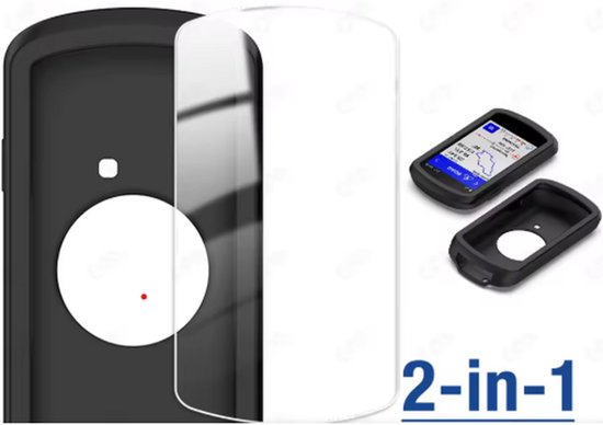 ONF beschermhoes + tempered glass screenprotector voor Garmin Edge 1040: siliconen hoes, 9H tempered glass screenprotector met reinigingskit en stofstickers