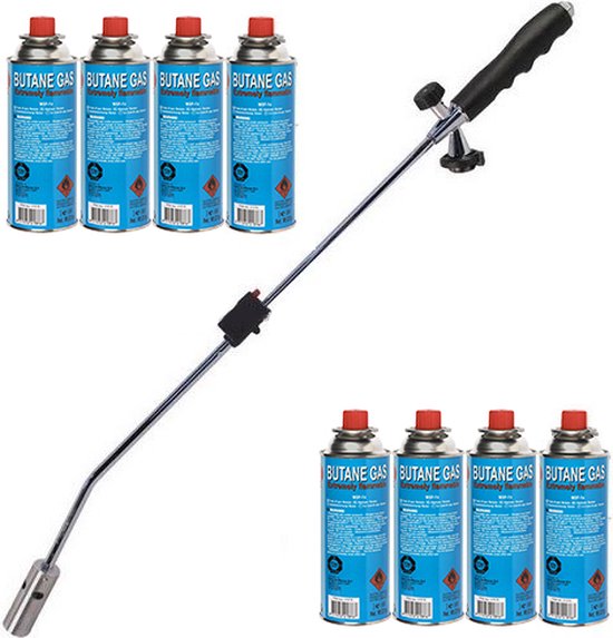 Onkruidbrander met Gasflessen - Regelbare gastoevoer - Inclusief 8 Gasflessen van Kinzo Garden