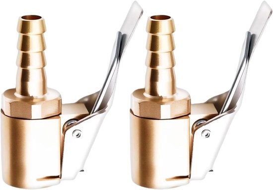 Opblaasmondstuk Connector - Ventiel Adapter - Banden Oppompen - Vergrendelbaar Systeem - 2 Stuks - Messing