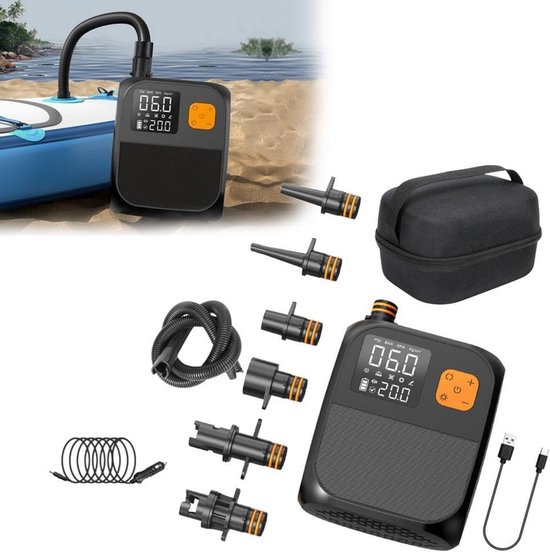 Oplaadbare Elektrische SUP Pomp 25PSI met Dual Stage Inflator voor Paddleboard, Tent en Matras