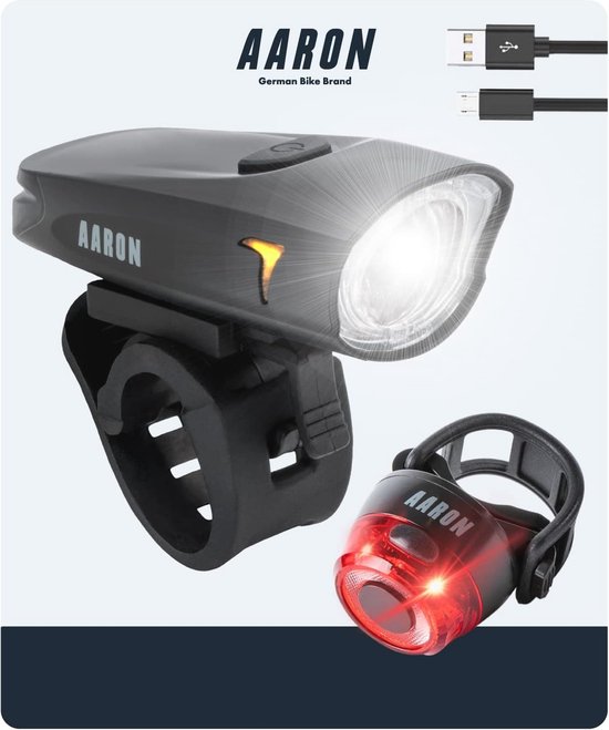 Oplaadbare Fietslampen Set - USB LED Voorlamp en Achterlamp voor Racefietsen, E-Bikes, en Mountainbikes - Waterdicht IPX5/IPX4