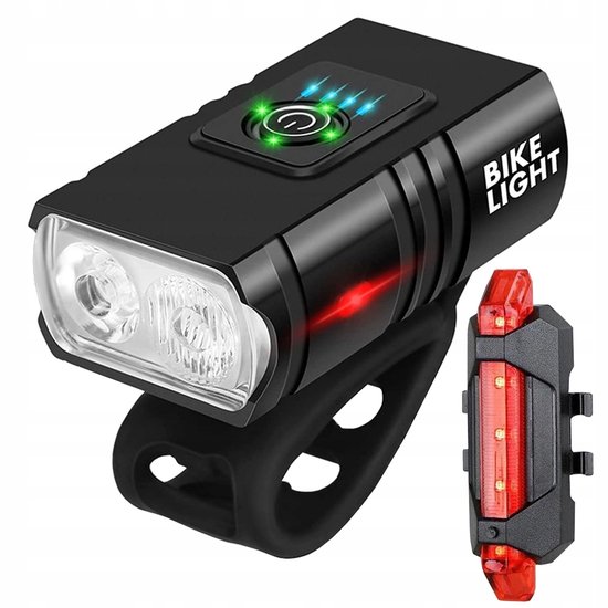 Oplaadbare LED Fietsverlichting met LED achterlicht - Usb - Aluminium dubbele koplamp