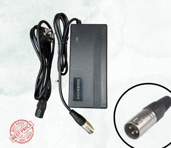 Oplader voor E-bike - Voor 48V Accu's - 54,6V - 1,8A - 100W - XLR 3-pin - Zwart - voor merken zoals knaap