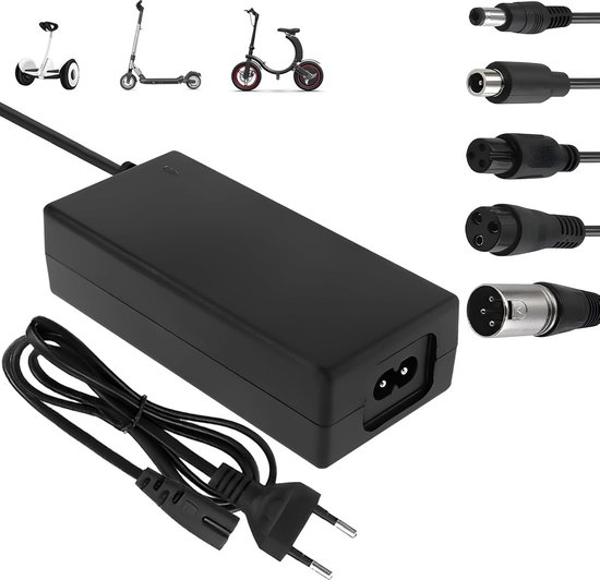 Oplader Voor Elektrische Steps - 36V/42V 2A Universele Oplader - Met 5 Batterijlader Connectoren - Elektrische Fiets Opladers - Hoverboard Drift Trikes - Elektrische Scooter Hoverboard Loopfiets - Geschikt Voor Xiaomi Mi Mijia M365 - 84W Max van VONROC