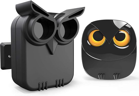 Opritverklikker - Entreemelder - Draadloos Opritalarmsysteem - 1 Ontvanger - 800 Meter Bereik - Plastic -Uil Design - Zwart van Elro