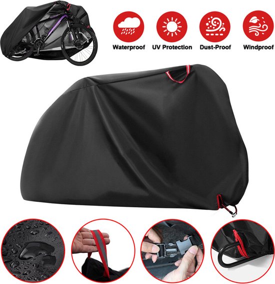 Optimale Bescherming voor je Fiets - 210D Oxford-stof Fietsenhoes met draagtas- tegen Stof en Water-zwart 180X60X90CM van Opti