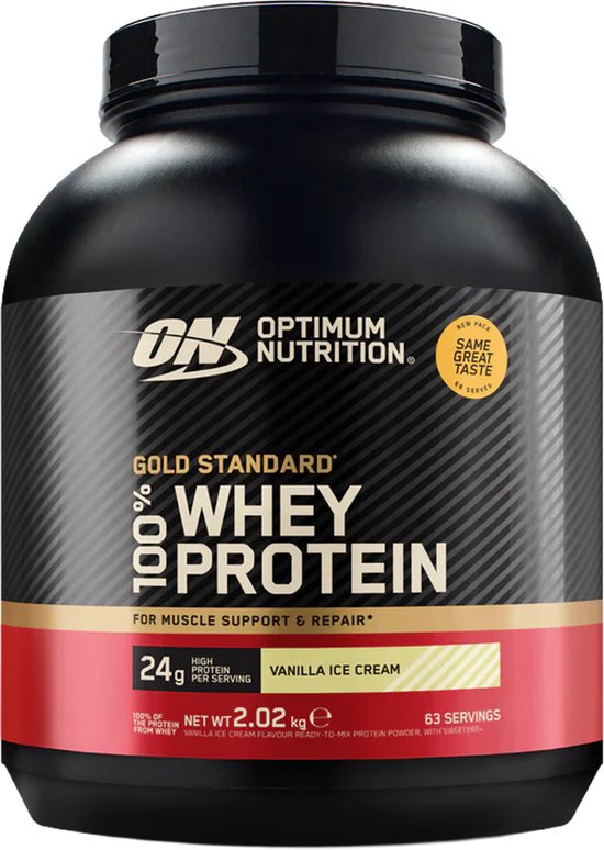Optimum Nutrition 100% Whey Gold Standard (2000g) Vanilla Ice Cream - Eiwitten - Wei-eiwit Mix van Merkloos