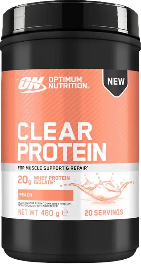 Optimum Nutrition Clear Whey Protein - Peach Proteine Poeder - Eiwitshake - Eitwit Limonade - 480 gram (20 servings)