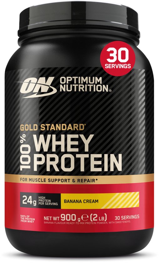Optimum Nutrition Gold Standard 100% Whey Protein - Banana Cream - Proteine Poeder - Eiwitshake - 900 gram (28 servings) van Merkloos