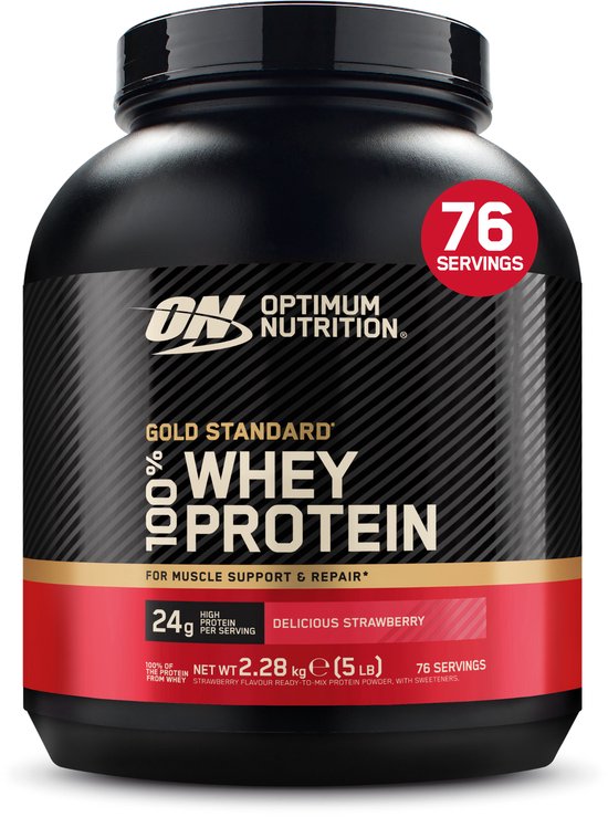 Optimum Nutrition Gold Standard 100% Whey Protein - Delicious Strawberry - Proteine Poeder - Eiwitshake - 2270 gram (71 servings)