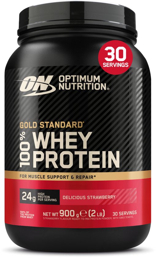 Optimum Nutrition Gold Standard 100% Whey Protein - Delicious Strawberry - Proteine Poeder - Eiwitshake - 900 gram (28 servings)