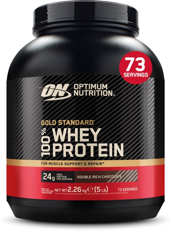 Optimum Nutrition Gold Standard 100% Whey Protein - Double Rich Chocolate - Proteine Poeder - Eiwitshake - 2270 gram (71 servings) van Merkloos