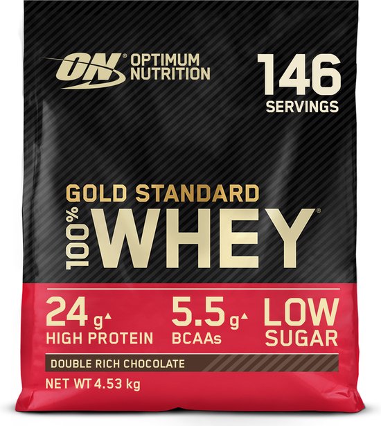 Optimum Nutrition Gold Standard 100% Whey Protein - Double Rich Chocolate - Proteine Poeder - Eiwitshake - 4530 gram (146 servings) van Merkloos